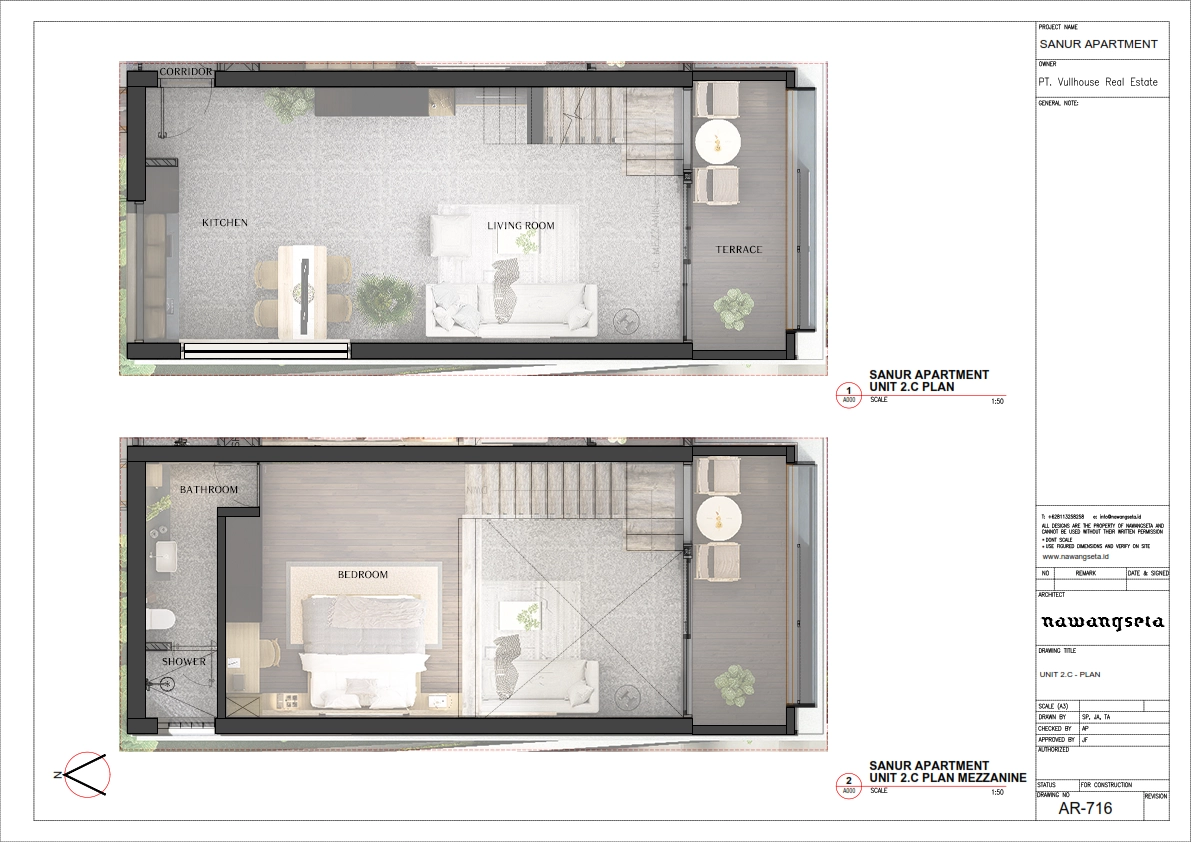 Premium Studio Apartment Mezzanine Teduh (Level 1 / Unit 2C) floor plan